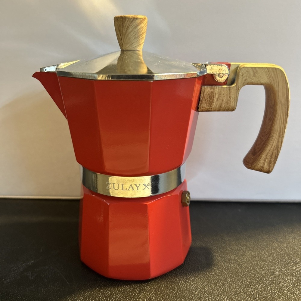 Zulay Stovetop Espresso Maker Unisex 3 Cup Red New Moka Pot Aluminum
